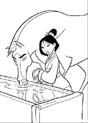 Kolorowanka z Mulan i koniem